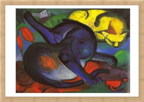 Framed Framed Two Cats - Franz Marc