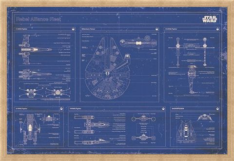 Framed Framed Rebel Alliance Fleet Blueprint - Star Wars