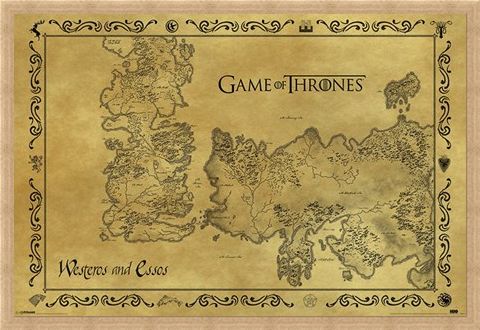 Framed Framed Antique Map - Game Of Thrones