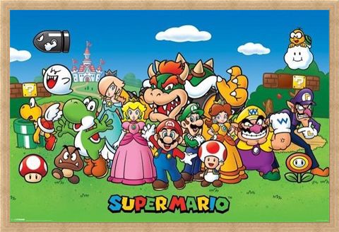 Framed Framed Super Mario Collage - Mushroom Kingdom