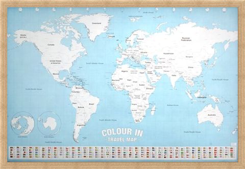 Framed Framed Colour In - World Map