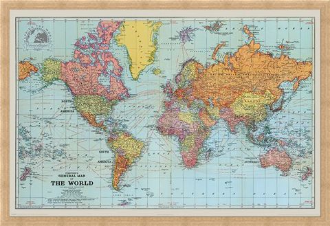 Framed Framed General Map Of The World Colour - Stanfords