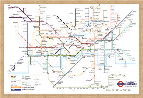 Framed Framed Underground Map - Transport For London