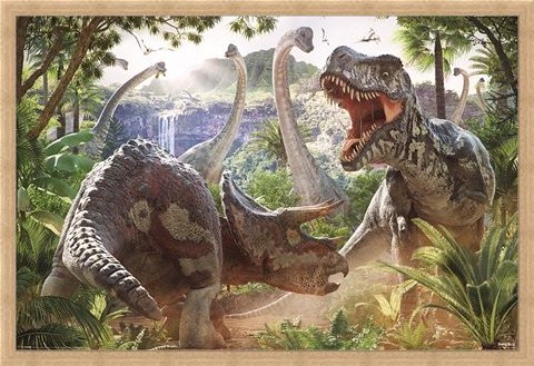 Framed Framed Dinosaur Battle - David Penfound