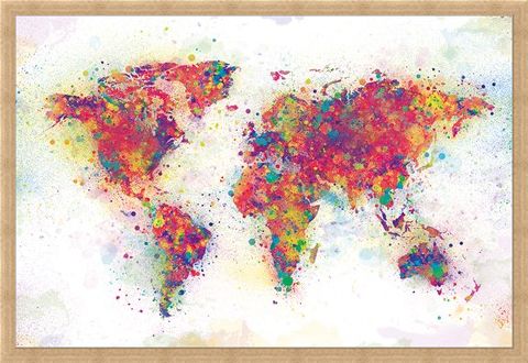Framed Framed Colour Splash - World Map
