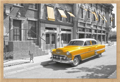 Framed Framed Taxi! - Yellow Cab In Manhattan