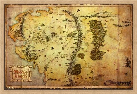 Framed Framed Map of Middle Earth - The Hobbit