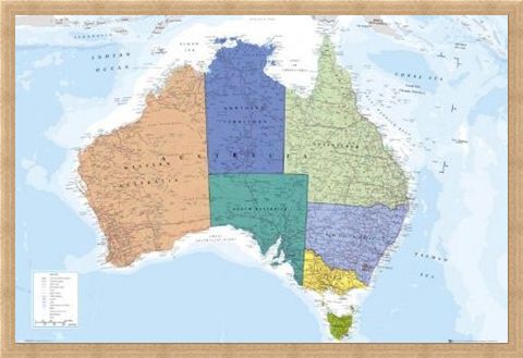 Framed Framed The World's Smallest Continent - Map Of Australia