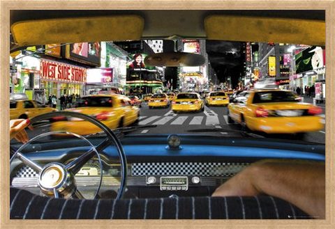 Framed Framed Times Square Taxi - New York