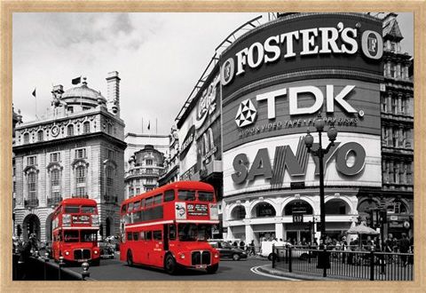 Framed Framed Piccadilly Circus - Red Buses