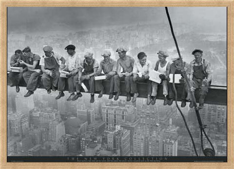 Framed Framed Men on a Girder Having Lunch - New York City Collection