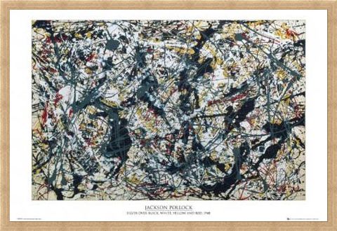 Framed Framed Silver on Black - By Jackson Pollock