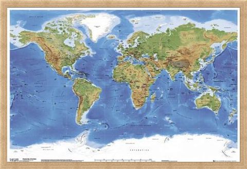 Framed Framed Planetary Visions - Map of the Earth