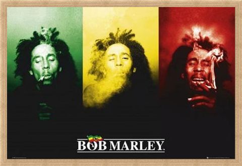 Framed Framed Ganja in Green, Red and Gold - Bob Marley