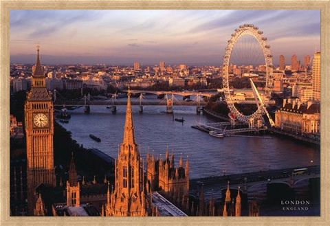 Framed Framed Big Ben and the London Eye - Aerial Photograph of London, England