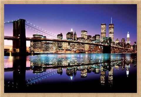 Framed Framed Twilight Technicolor - Brooklyn Bridge