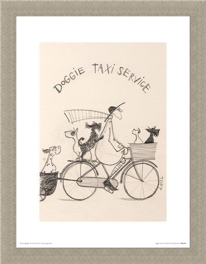Framed Framed Doggie Taxi Service Sketch - Sam Toft