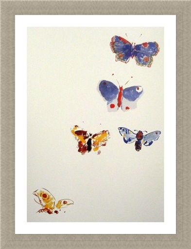 Framed Framed Five Butterflies - Odilon Redon