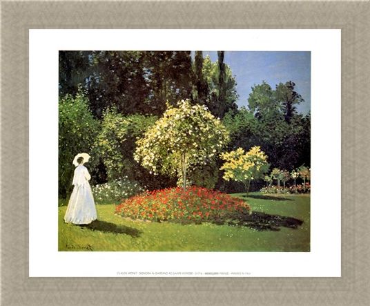 Framed Framed Woman in the Garden at Sainte Adresse - Claude Monet