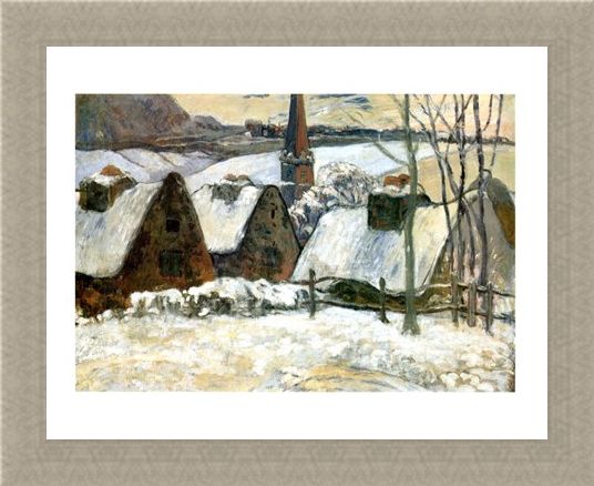 Framed Framed Village Breton Sous La Neige - Paul Gauguin