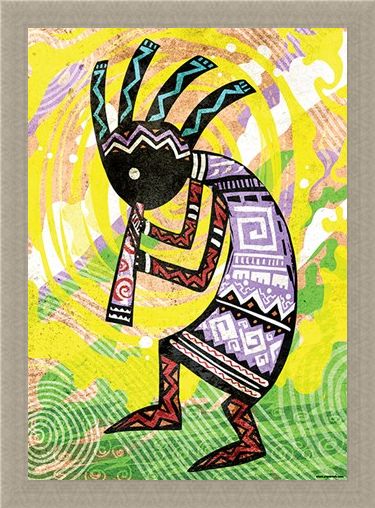 Framed Framed Kokopelli - Ancient Fertility God