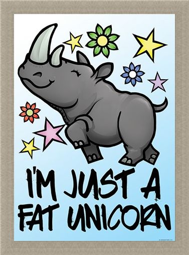 Framed Framed I'm Just A Fat Unicorn Mini Poster - Cartoon Humour