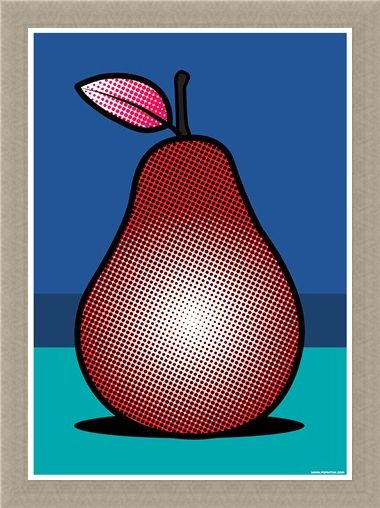 Framed Framed A Pop Art Pear - Red Fruit