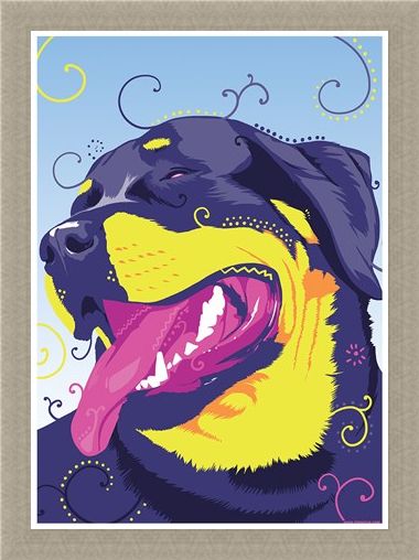 Framed Framed One Hippy Dog - Psychedelic Rottweiler