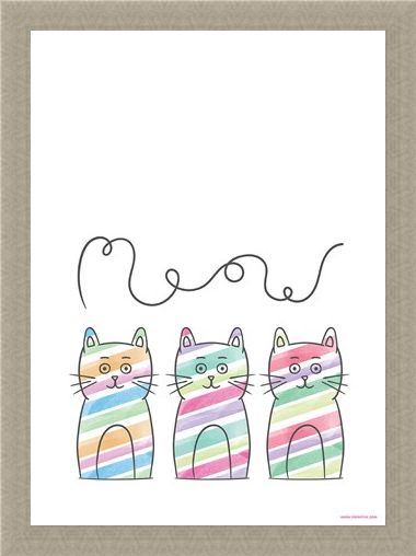 Framed Framed Meow - Stripy Trio