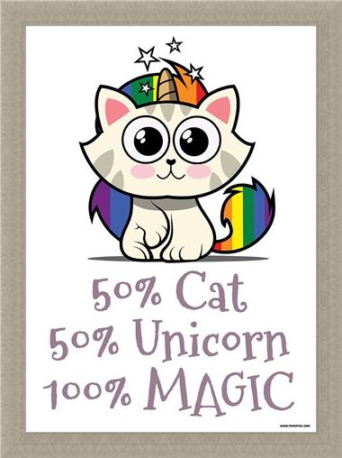 Framed Framed Rainbow Kitty - 50% Cat, 50% Unicorn, 100% Magic