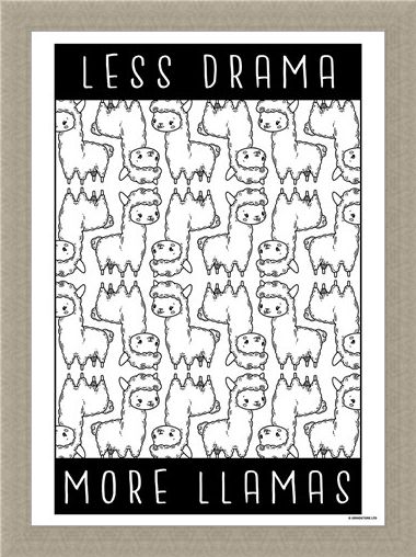 Framed Framed Less Drama More Llamas - Furry Frenzy