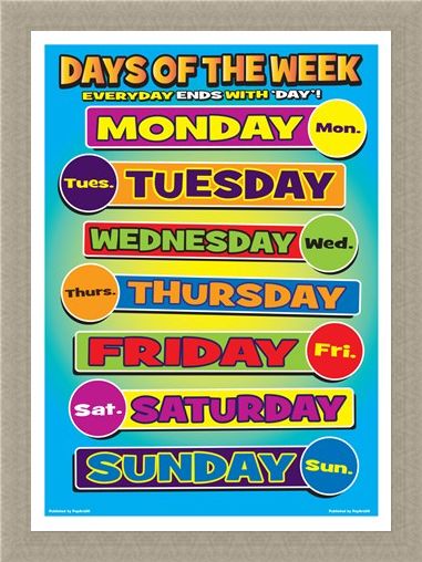Days Of Week, Seven Days of Learning Poster - Buy Online
