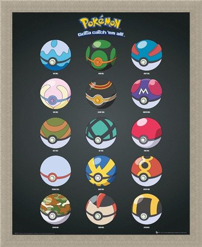 Framed Framed Pokeballs - Pokemon