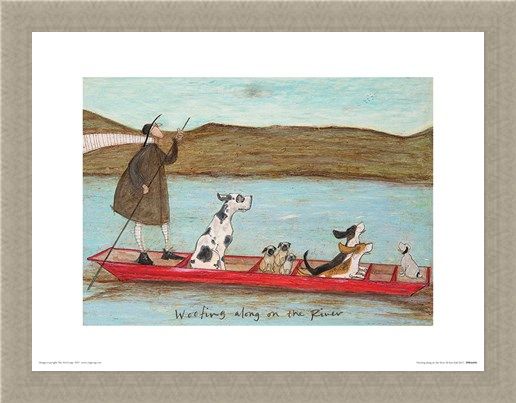 Framed Framed Woofing Along On The River - Sam Toft