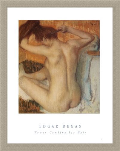 Framed Framed Woman Combing her Hair - Edgar Degas