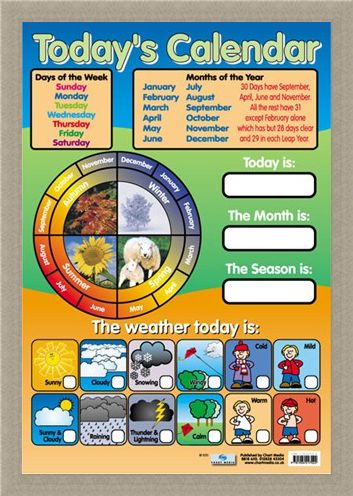Framed Framed Today's Calendar - Educational Children's Chart