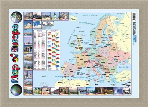 Framed Framed Map Of Europe - Educational Map