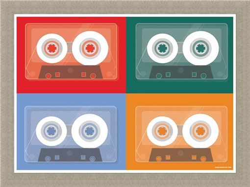 Framed Framed Colourful Tapes - Cassette Quad