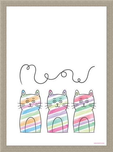 Framed Framed Meow - Stripy Trio