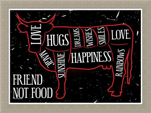 Framed Framed Friend Not Food - Vegetarian Hugs