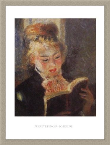 Framed Framed Reading - Auguste Renoir