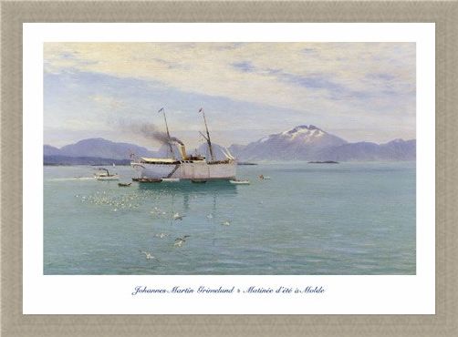 Framed Framed Matinée d'Eté à Molde (Morning on the Moldefjord) - Johannes Martin Grimelund