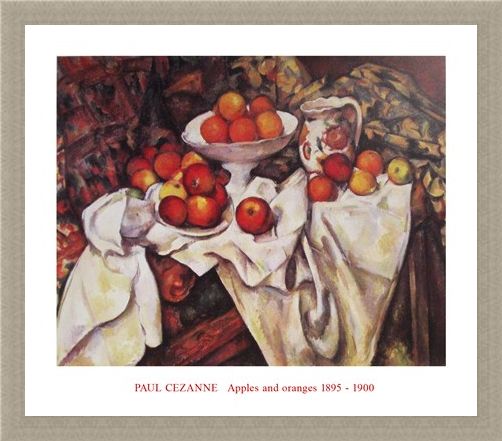 Framed Framed Apples and Oranges - Paul Cezanne