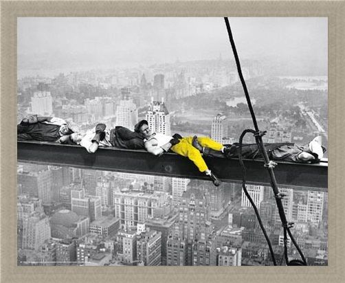Framed Framed Yellow Highlight - Men on a Girder