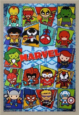 Framed Framed Kawaii Grid - Marvel