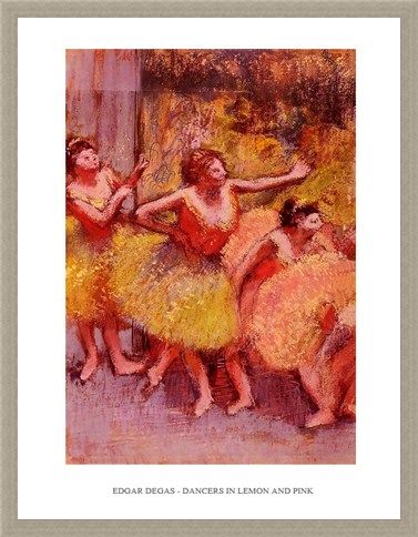 Framed Framed Dancers in Lemon & Pink - Edgar Degas