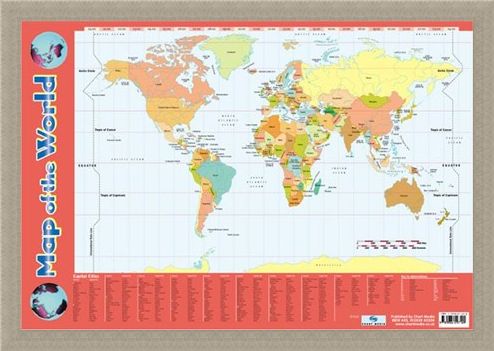 Framed Framed Map Of The World - Educational Map