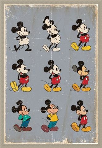 Framed Framed Mickey Mouse Evolution - Walt Disney