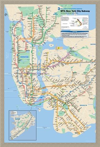 Framed Framed New York Subway - Subway Map of New York