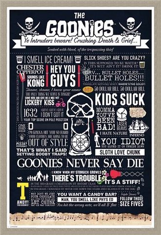 Framed Framed Intruders Beware - The Goonies Typographic